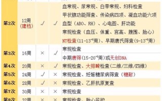 孕期检查时间表(孕期检查时间表一览表)
